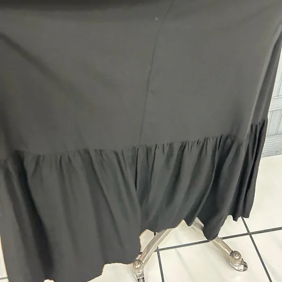 Black Halter Maxi Dress Open Back High Low Hem Rayon Size M/L - Picture 10 of 11